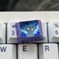 1U Ice Crystal Anodizing Color Ti-alloy Artisan Keycaps Precision Pointillism for Mechanical Keyboard -Starry Night Cat